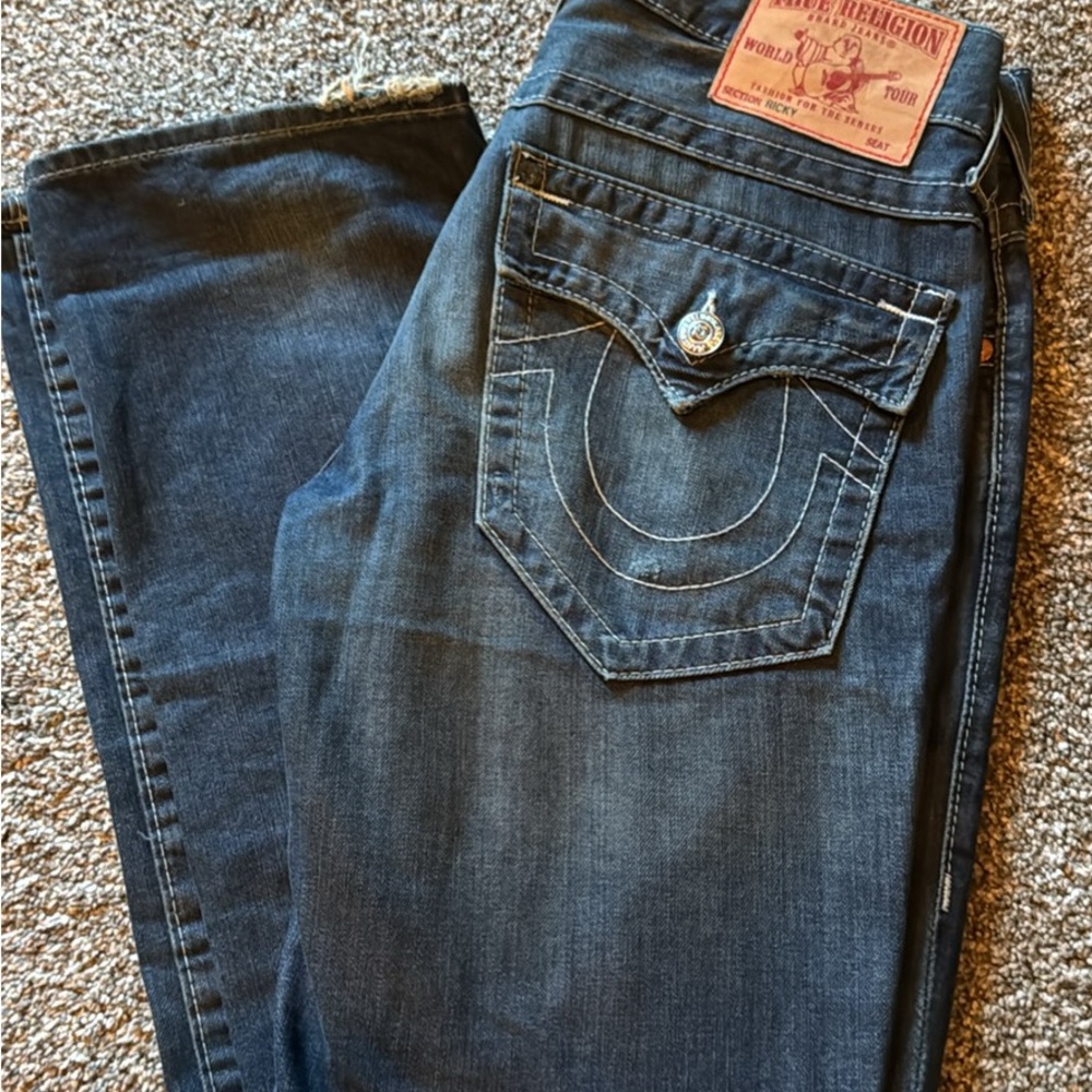 True Religion Men's Dark Blue Bootcut Jeans